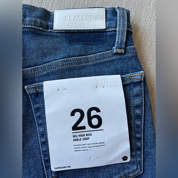 Re/Done Jeans Women’s 26 90s High Rise Ankle Crop Jean Cadet Indigo NWT - Picture 8 of 13